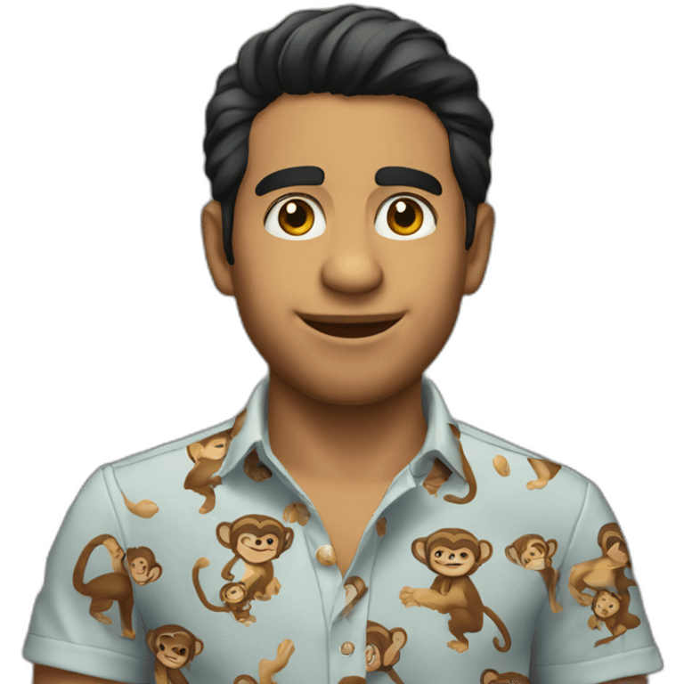 Luis Flores wearing monkey shirt emoji