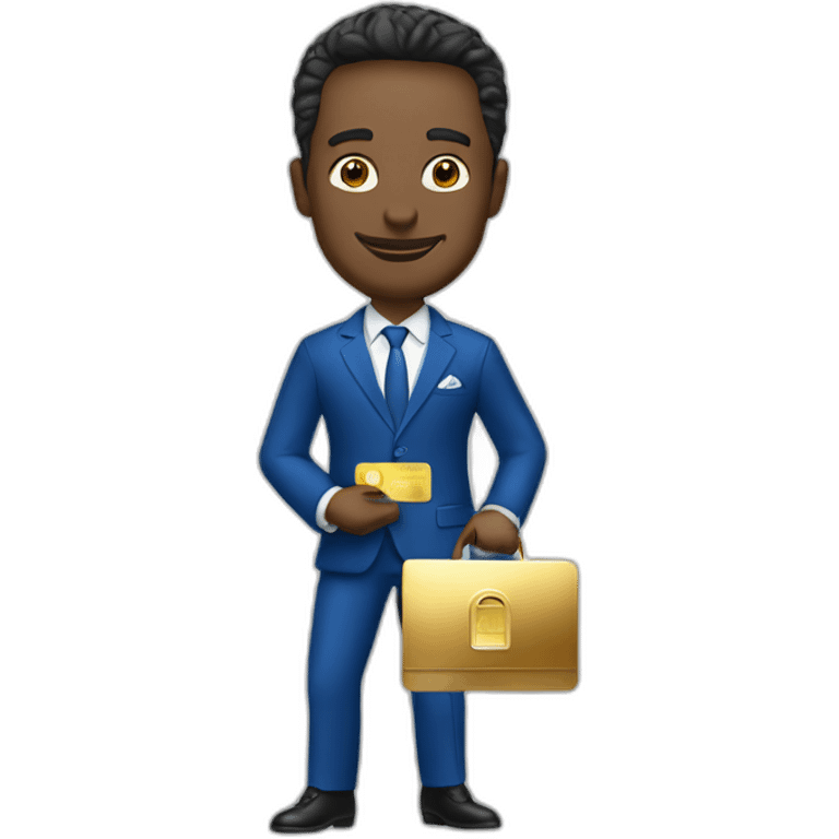 Posh-man-with-blue-suit-holding-gold-credit-card emoji