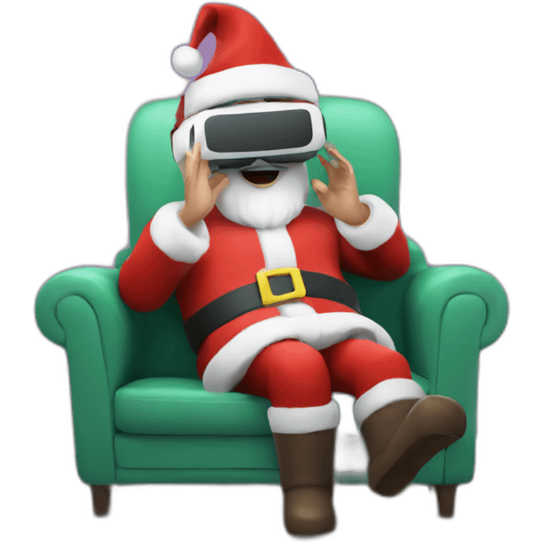 Santa in vr headset on sofa emoji