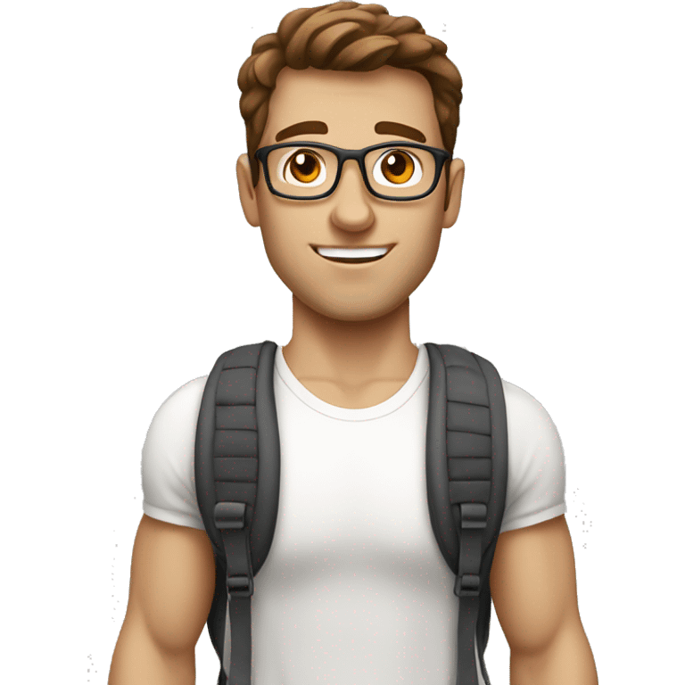 white nerd guy with brown hair going to gym emoji