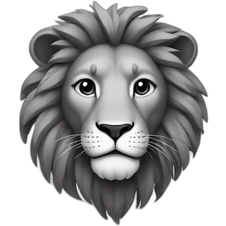 A lion in black and white with simple lines emoji