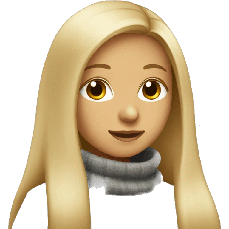 Girl with long blonde hair wearing a turtleneck poncho celebrating  emoji