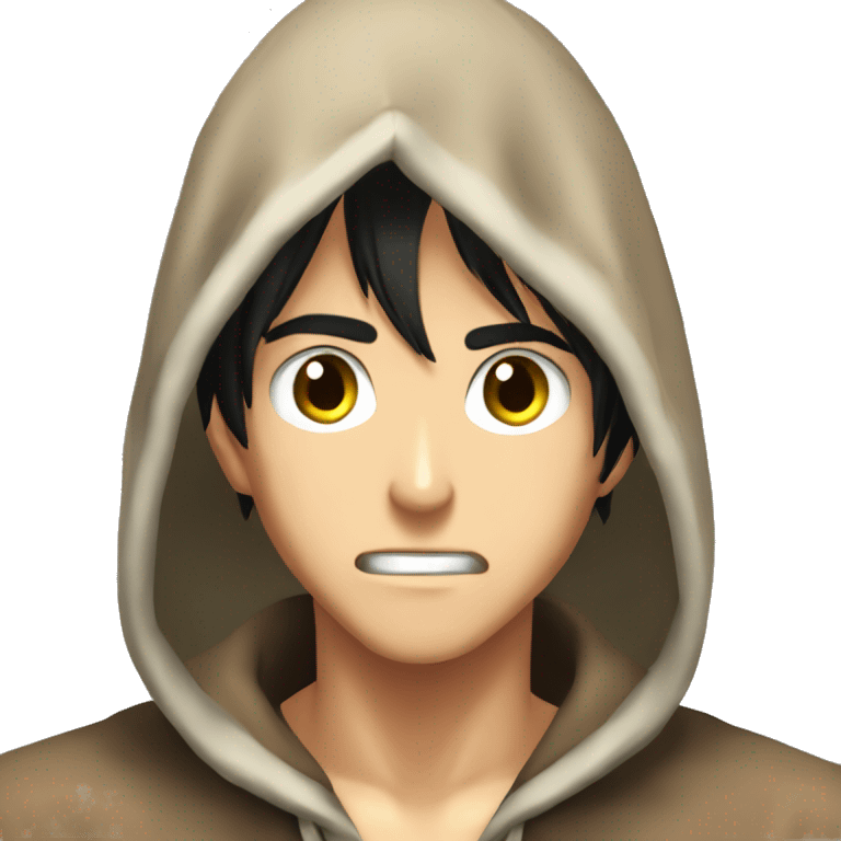 eren yeager in hooded glance emoji