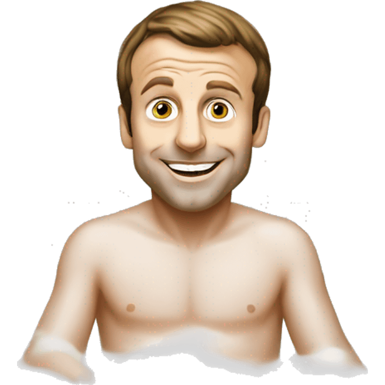 Emmanuel Macron dans un bain emoji