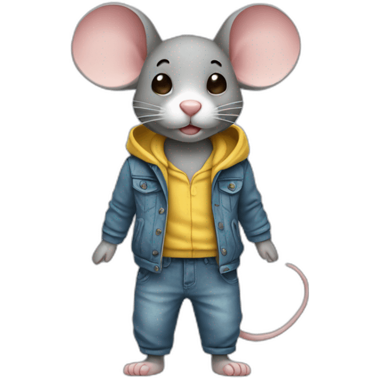 Mouse with human body and clothes emoji