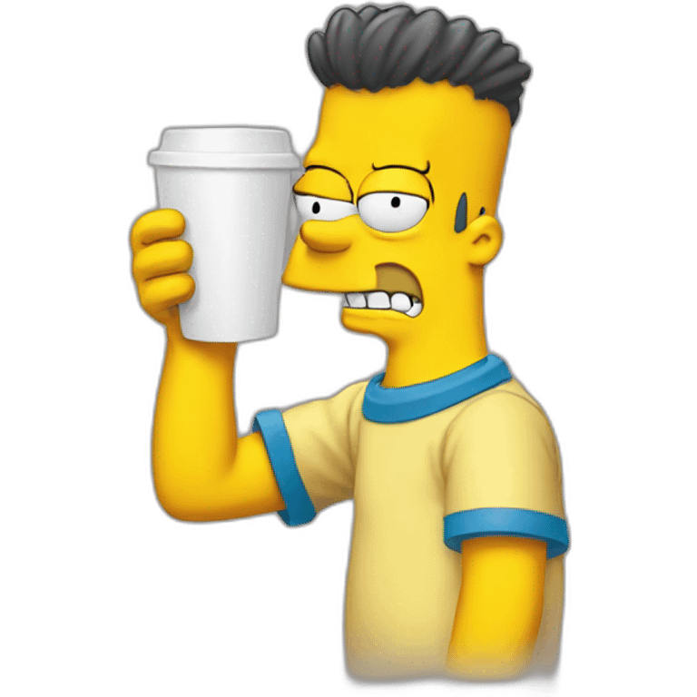 Bart simpson drinks coffee emoji