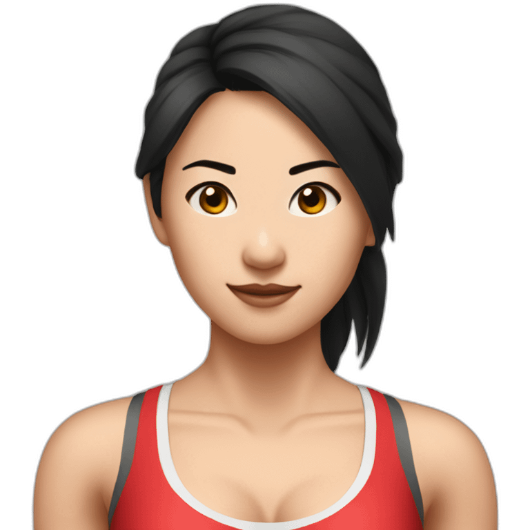 Asian girl CrossFiter in red bra and black leggings emoji