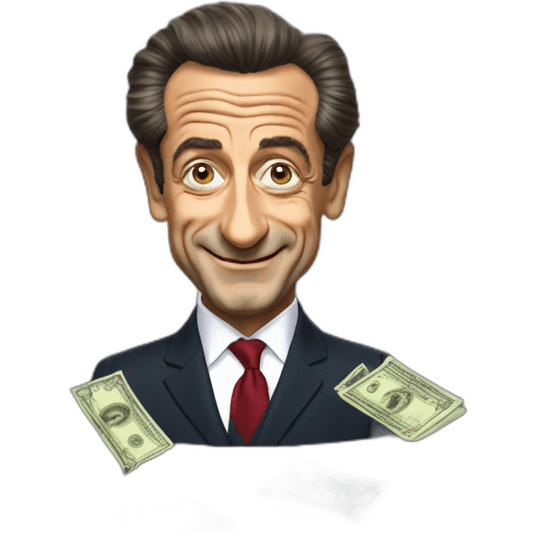 Nicolas Sarkozy with loads of money emoji