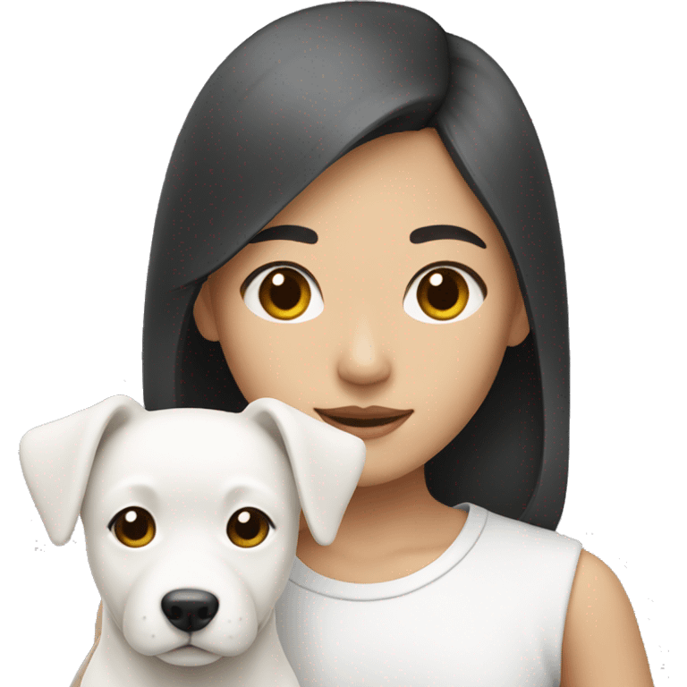 Asian girl with white dog emoji