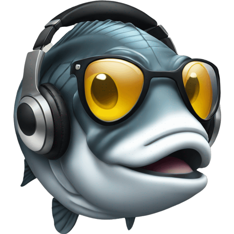 Sea bass wearing headphones and sunglasses emoji