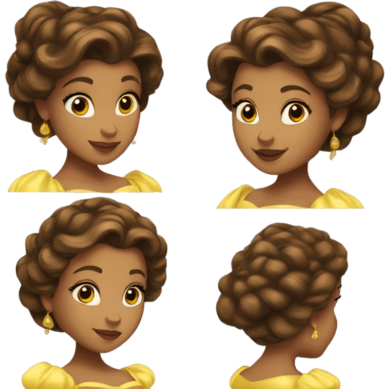 princess belle fair skin brown curls and yellow ballgown emoji