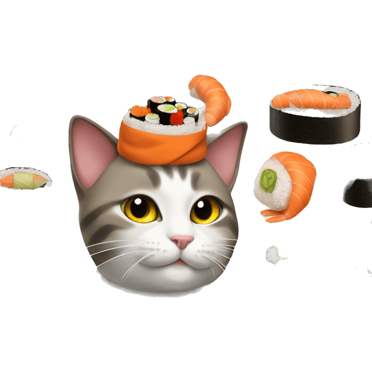 cat wearing sushi as a hat emoji