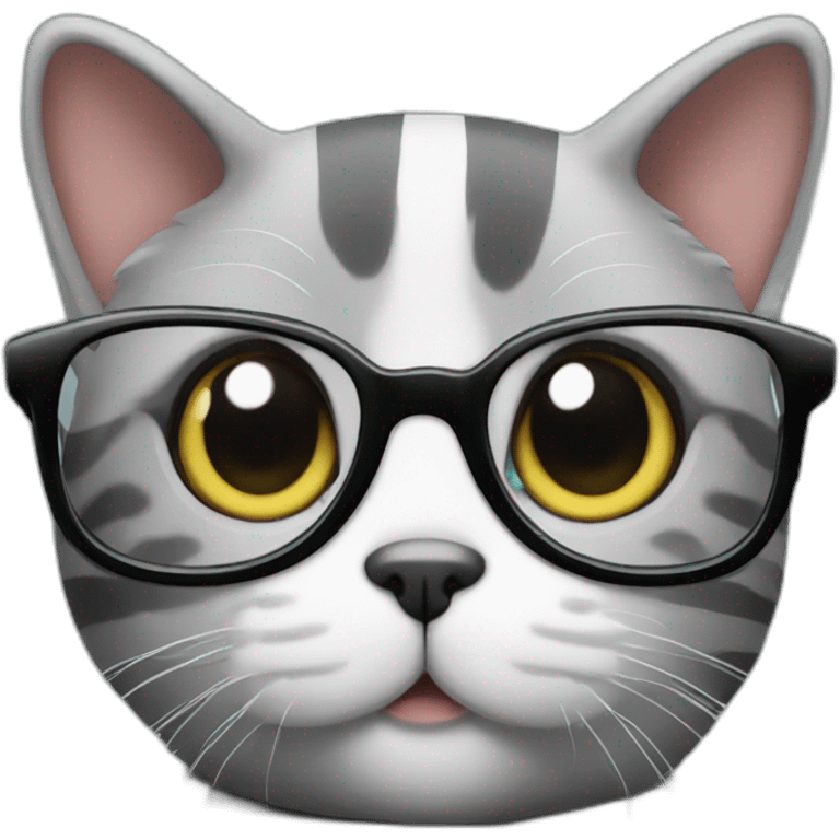 Grey striped Cat with glasses emoji