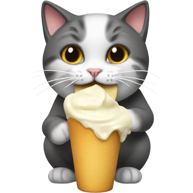 Cat eating sour cream emoji