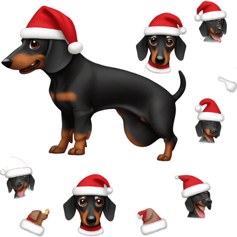 Black dachshund with santa clauss  emoji