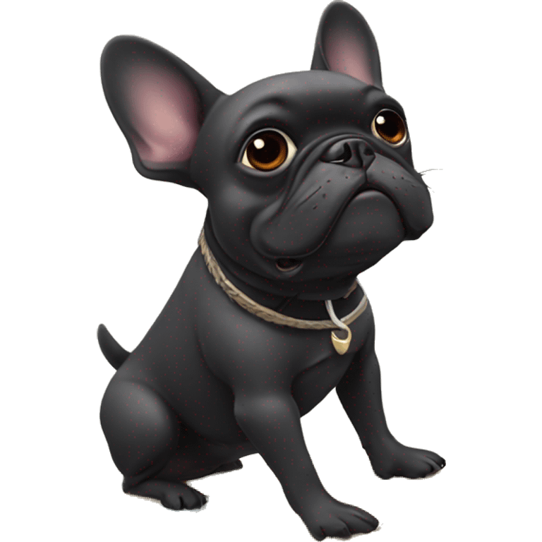 Black French bulldog surfing on a srufboard emoji