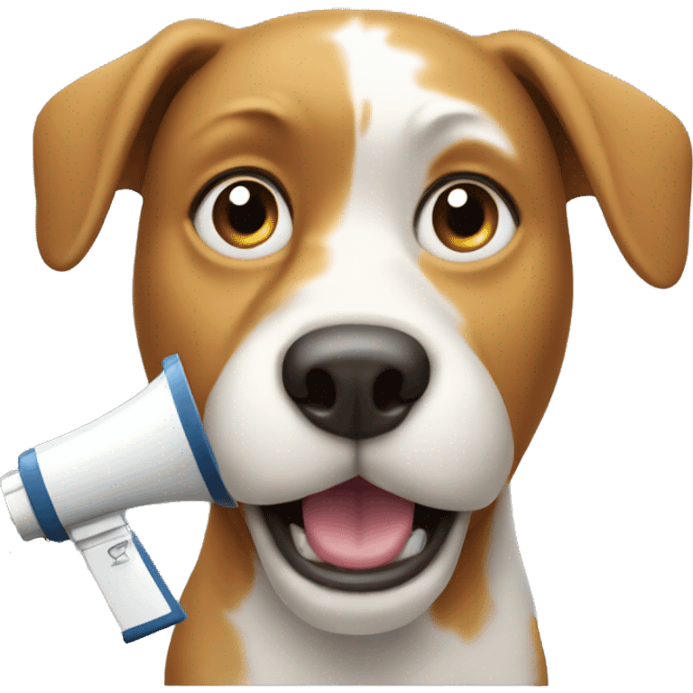  cartoon dog face with a megaphone emoji