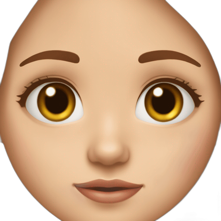 A girl with brown hair, hazel eyes, with a birthmark above the lip on the left side, a birthmark on the cheek on the left side and a birthmark on the chin emoji