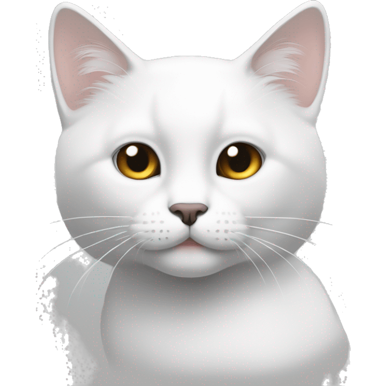 Gato blanco y en la cabesa una mancha color negro emoji