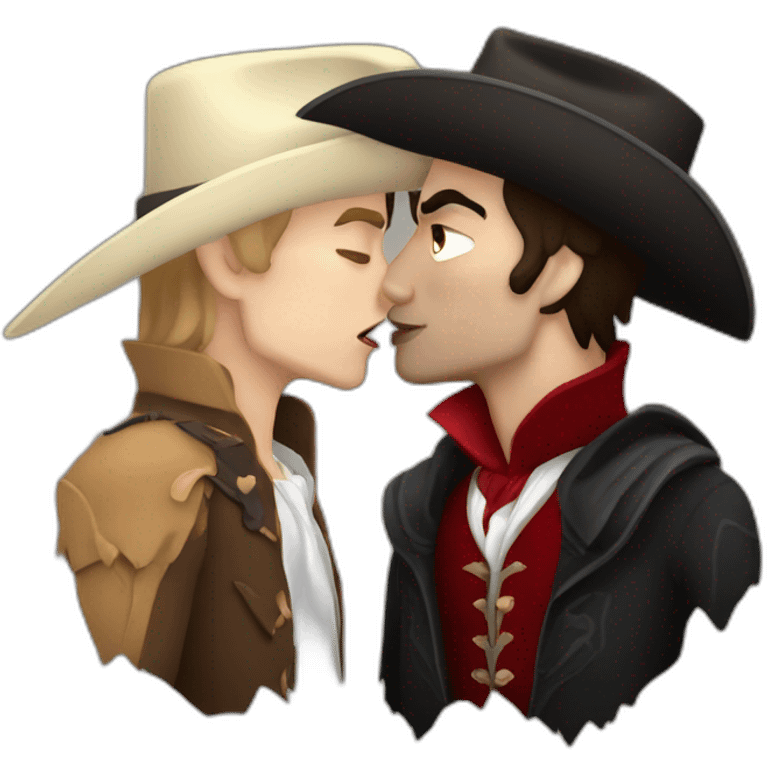 Cowboy kissing male vampire emoji