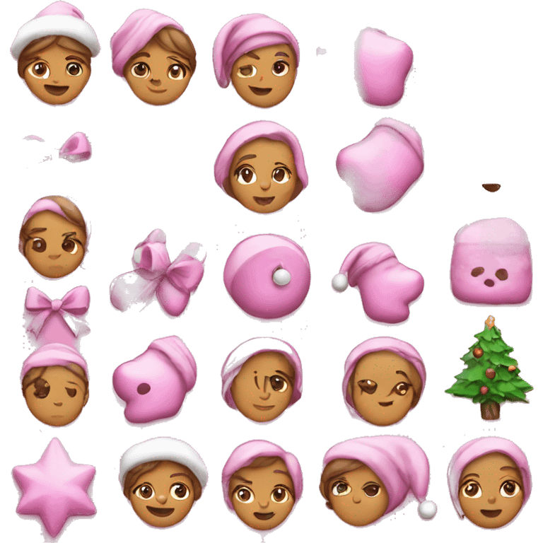 pink christmas themed emojis emoji