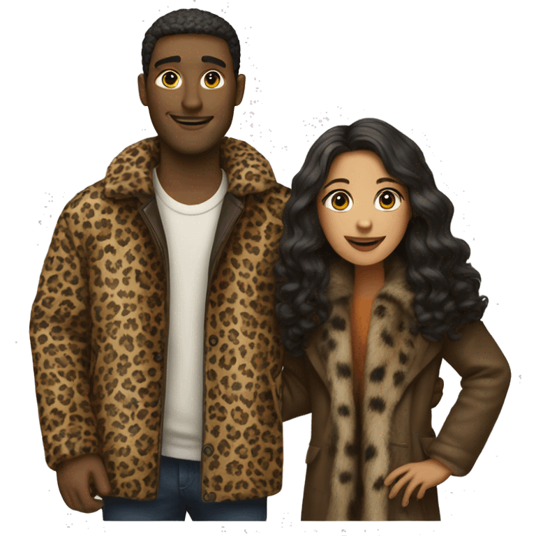 à guy with léopard coat and a girl  emoji