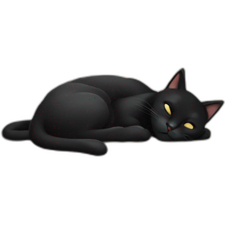 a cute black cat sleeping under the table emoji