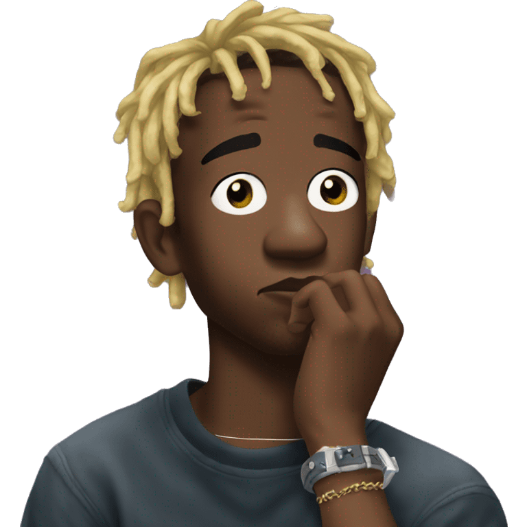 Lil uzi vert thoughtful with his hand on his chin emoji