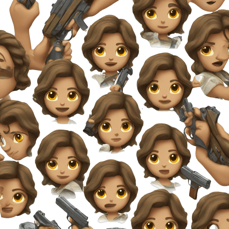 Mexican brown haired girl with gun emoji