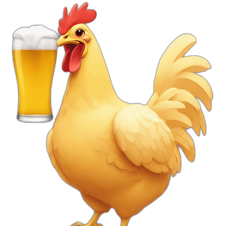 Chiken drinking a beer emoji