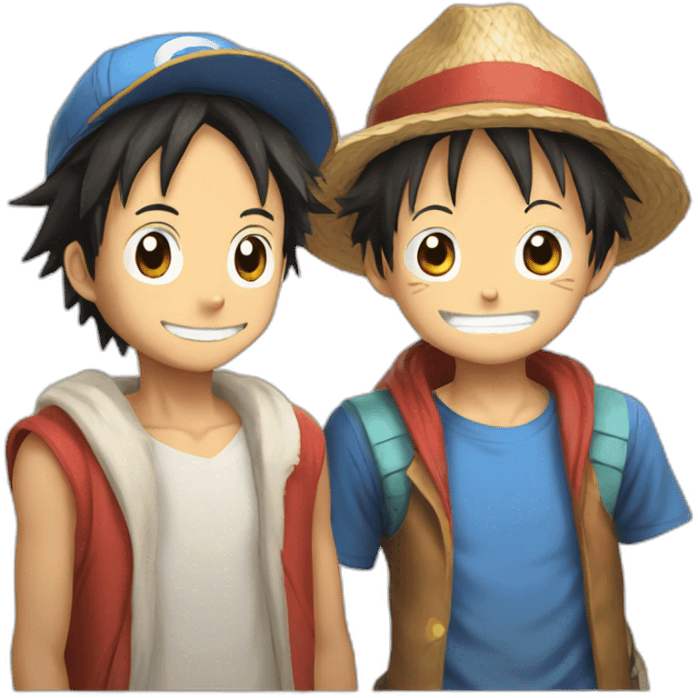 Luffy and Eevee emoji