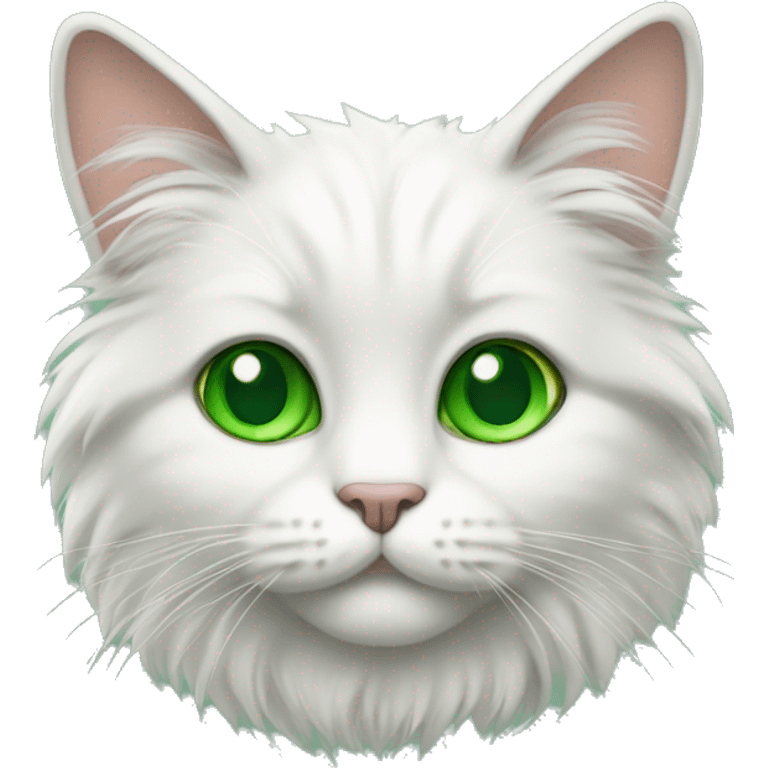 Fluffy cat with green eyes emoji