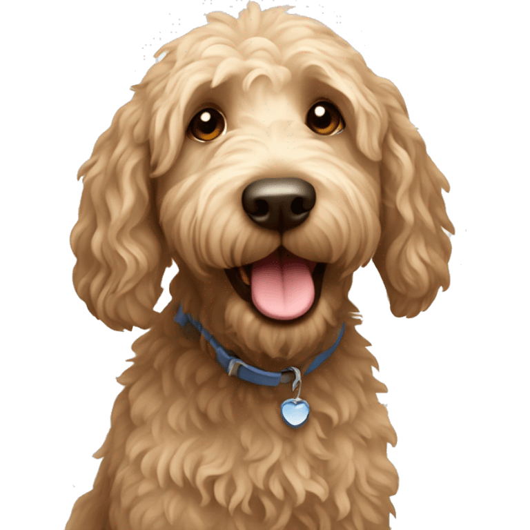 Labradoodle playing emoji