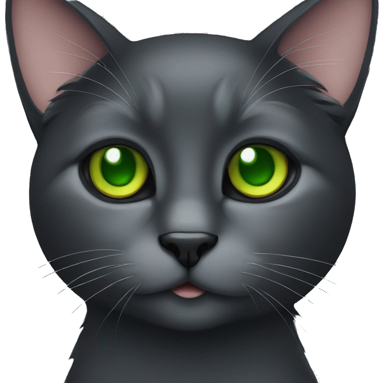 black cat with green eyes emoji