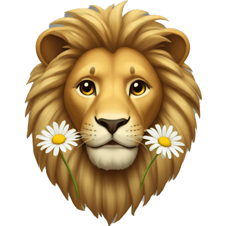 Lion with a daisy emoji