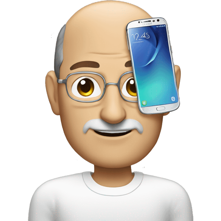 Steve jobs with a Samsung phone emoji