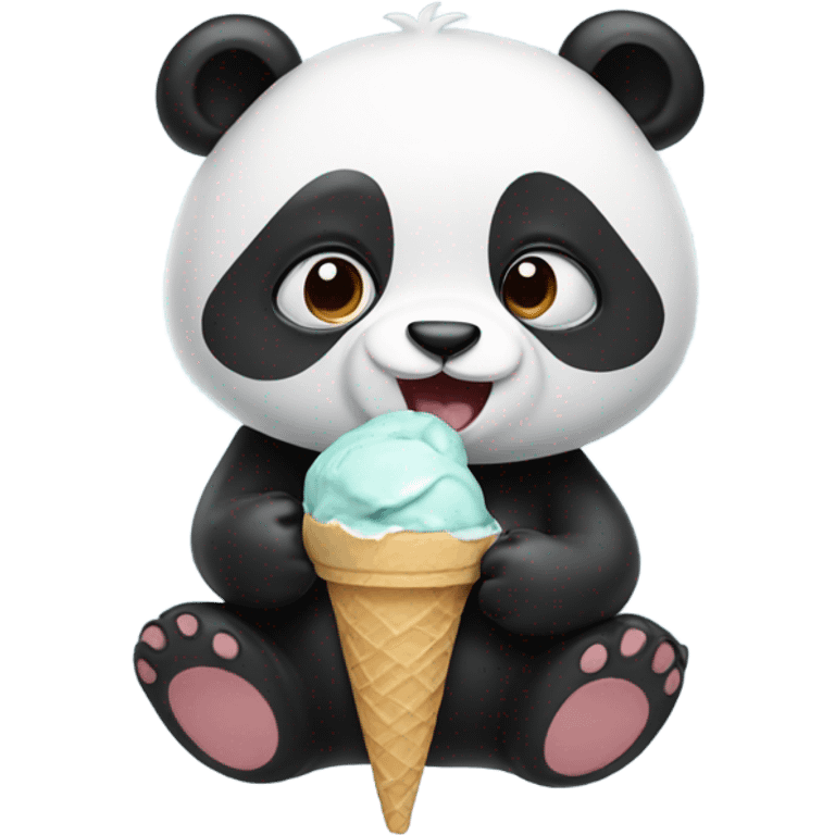 Panda eating ice cream emoji