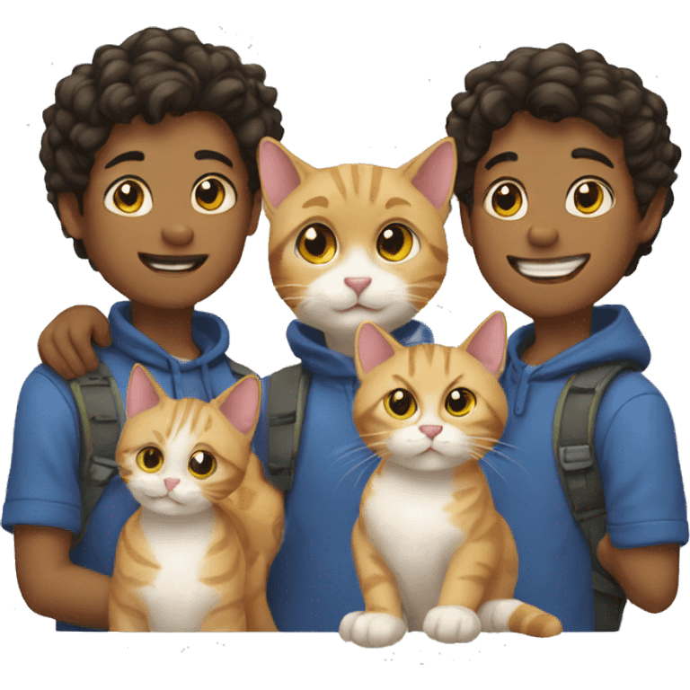 3 cats and one boys emoji