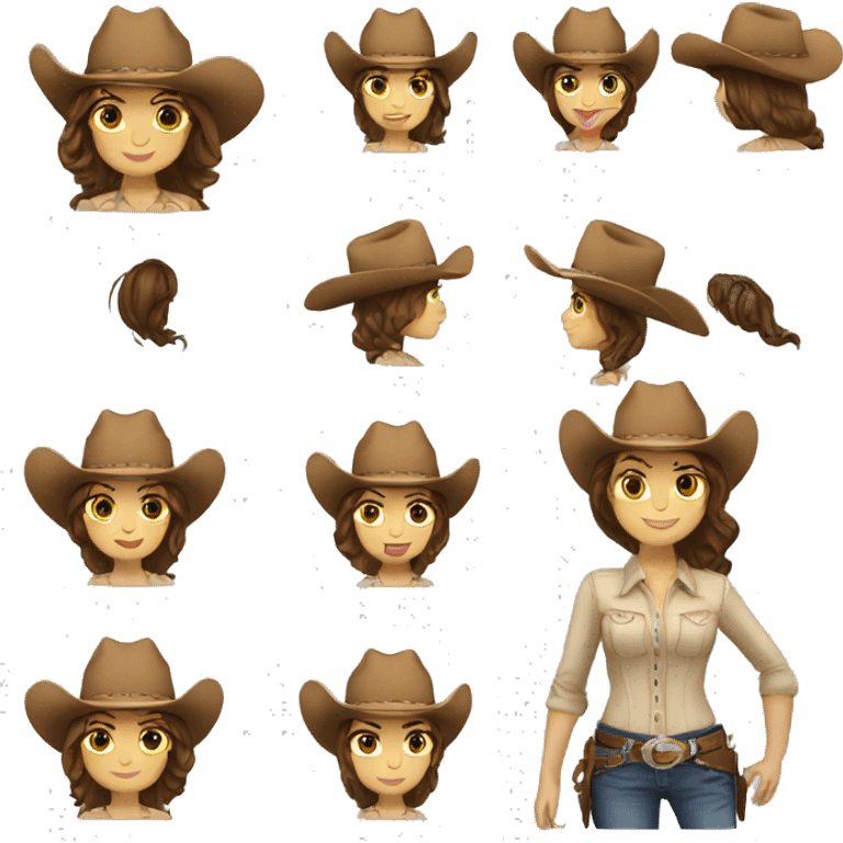 White cowgirl with brunette hair emoji