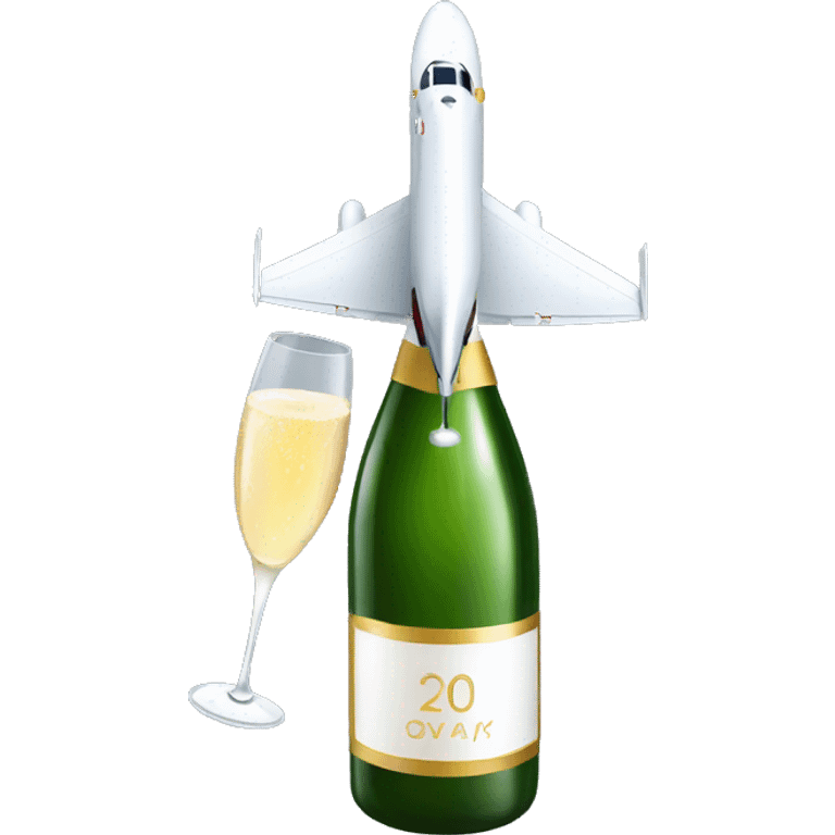 Jet on New Year’s with bottle of champagne  emoji