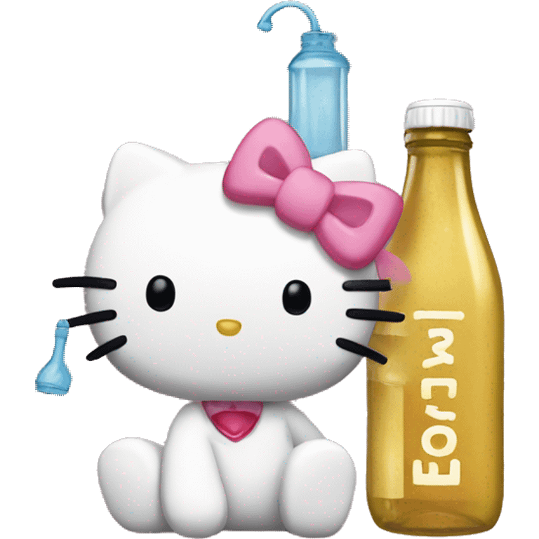 Hello kitty with bottle emoji