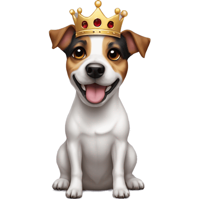 One eyed spot Jack Russell terrier with crown on  emoji