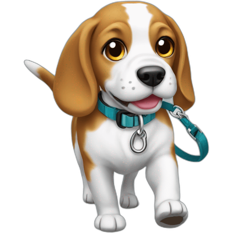 beagle walking in a leash emoji