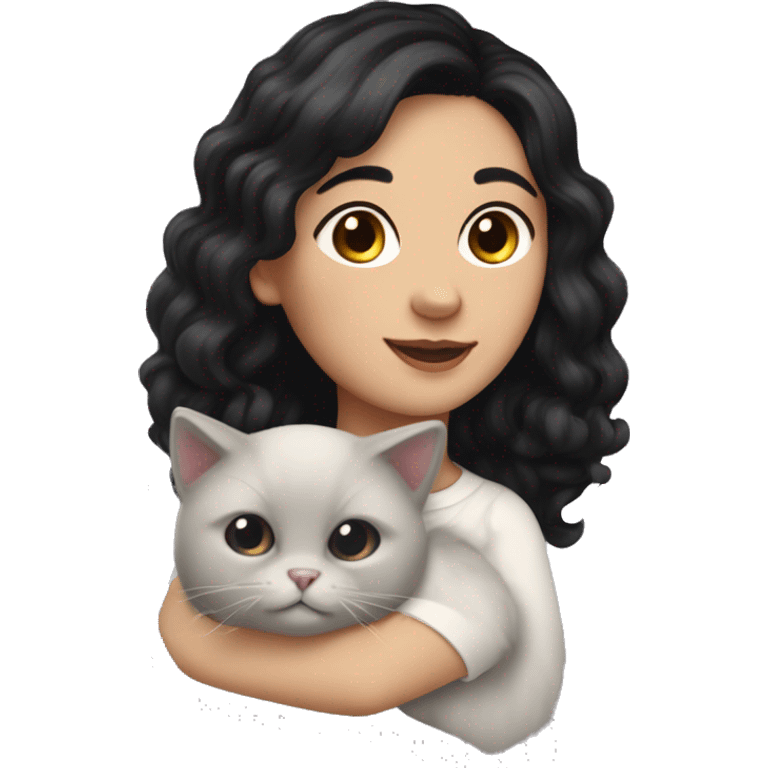 Pretty Romanian woman with loose black hair with fluffy soft cat ears and a fluffy soft tail emoji