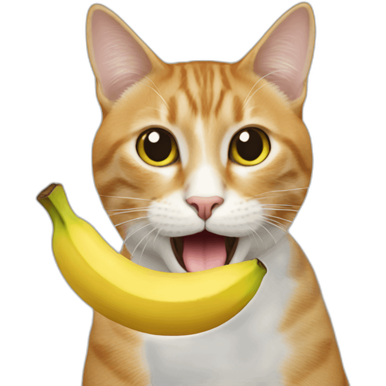 A cat eating a banana emoji