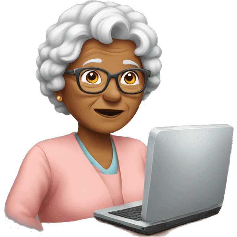 A grandmother with a computer emoji