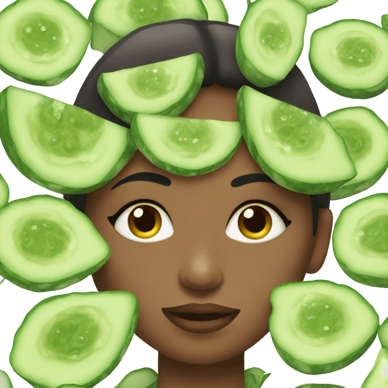 Girl with cucumbers on eyes emoji