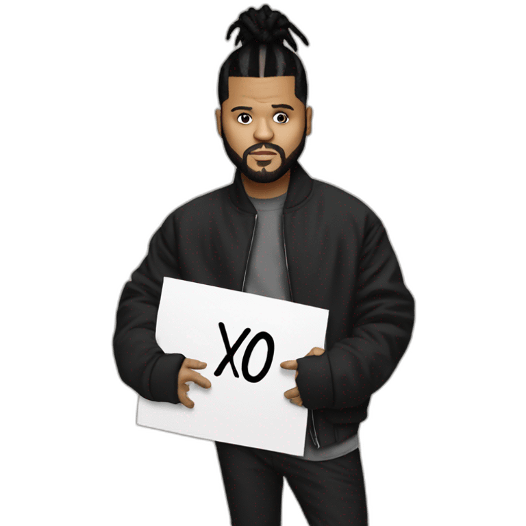 the weeknd holding sign with xo emoji