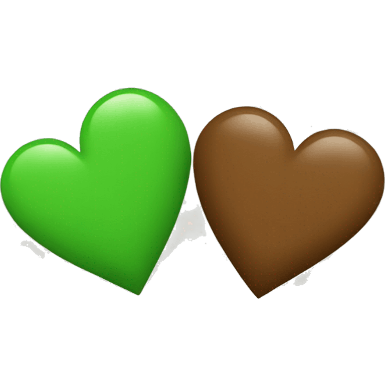 Left side of green heart and right side of brown heart emoji