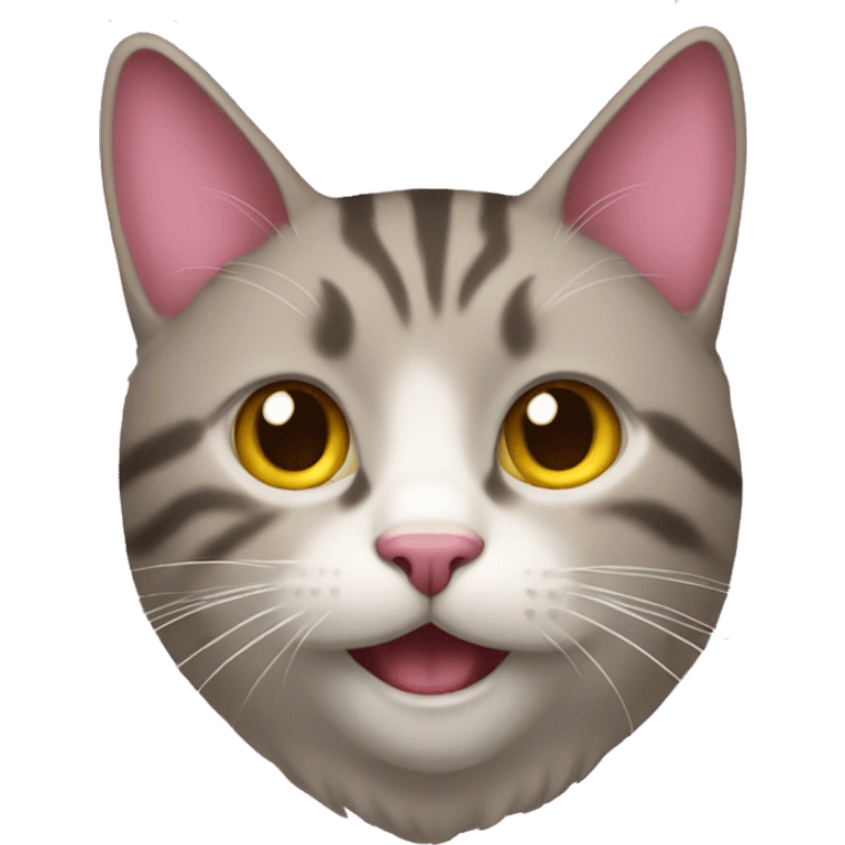 a cat with yellow teeth and  pink chin emoji